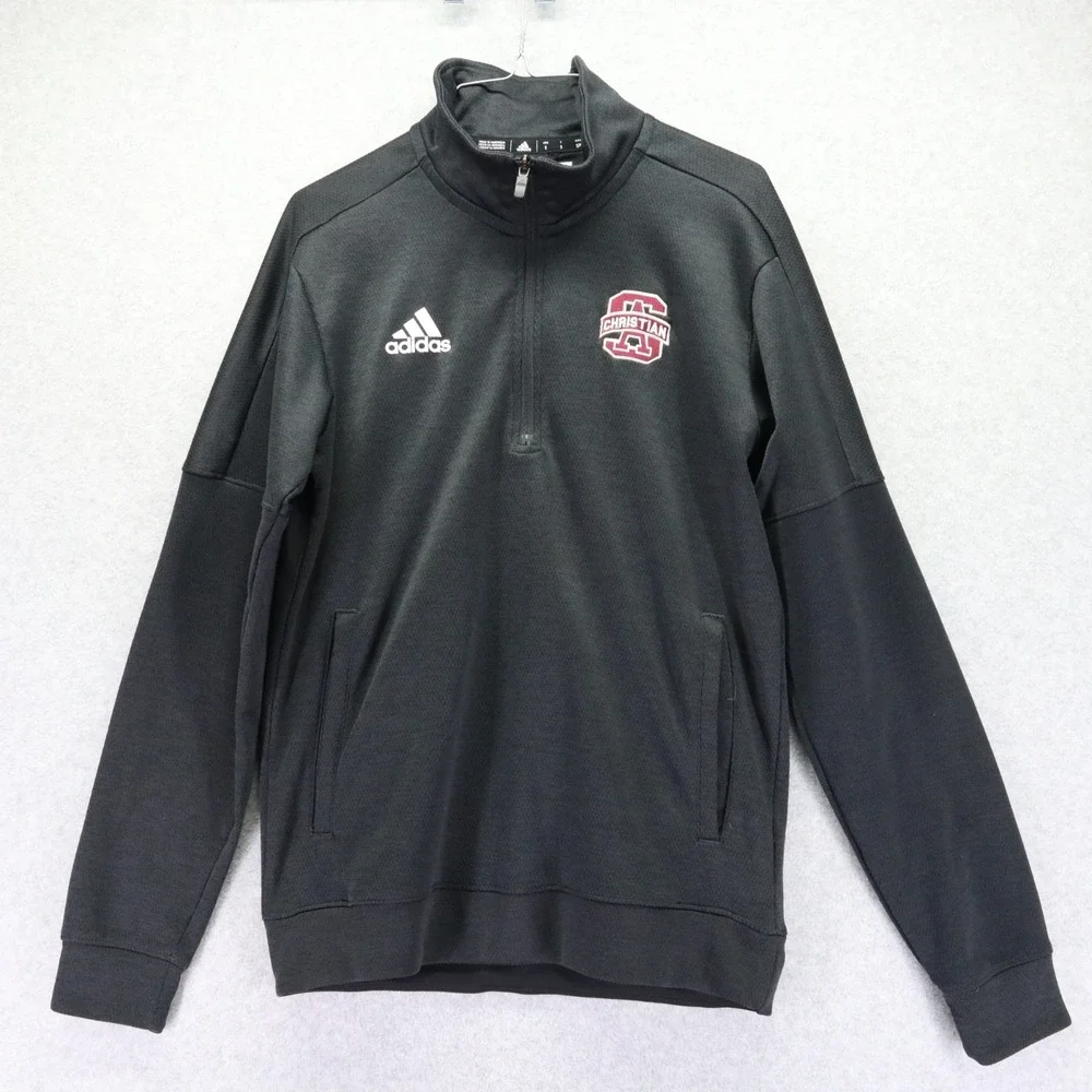Adidas 1/4 Zip Pullover Jacket Mens Small Mock Neck Gray San Antonio Christian